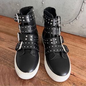 J/Slides NYC Studded High-Top Sneakers - Size 6